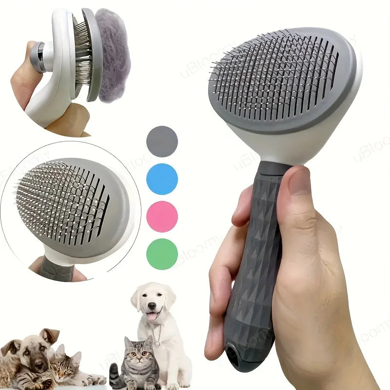 Pet Hair Remover Brush 🐶 | One-Click Self Cleaning Grooming Tool for Dogs & Cats