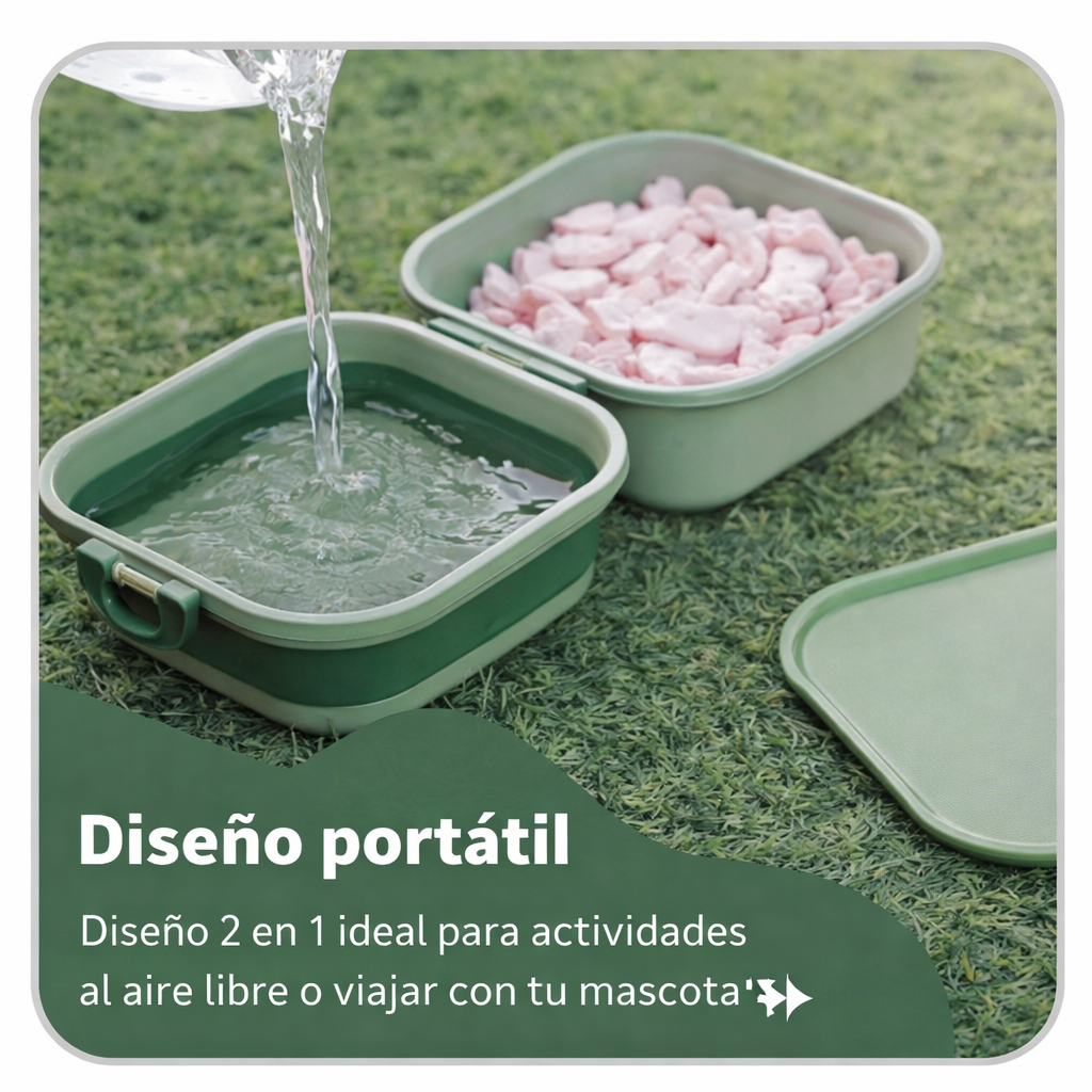 Contenedor Hermético para Mascotas Comida + Agua 2 en 1 para Viajes