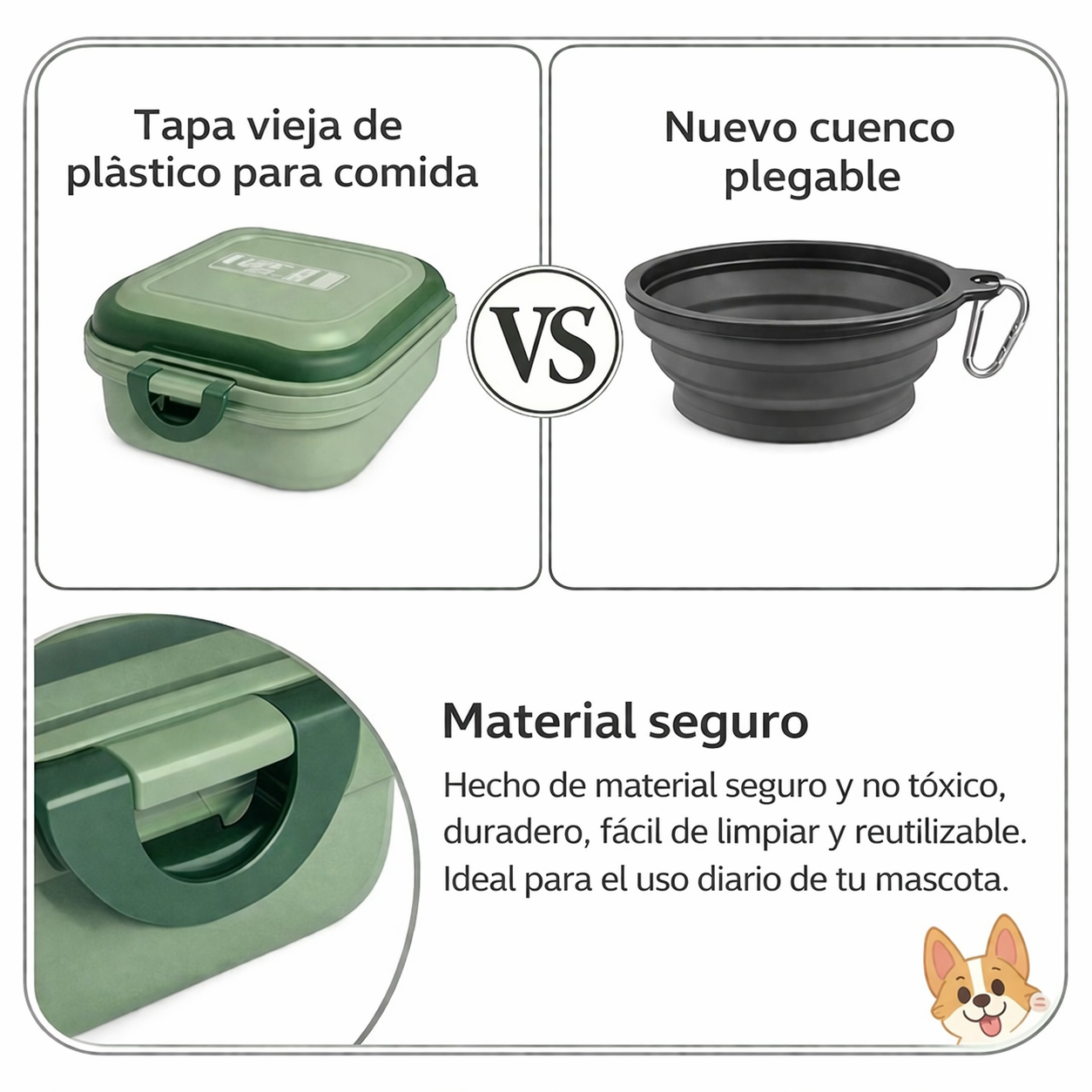Contenedor Hermético para Mascotas Comida + Agua 2 en 1 para Viajes