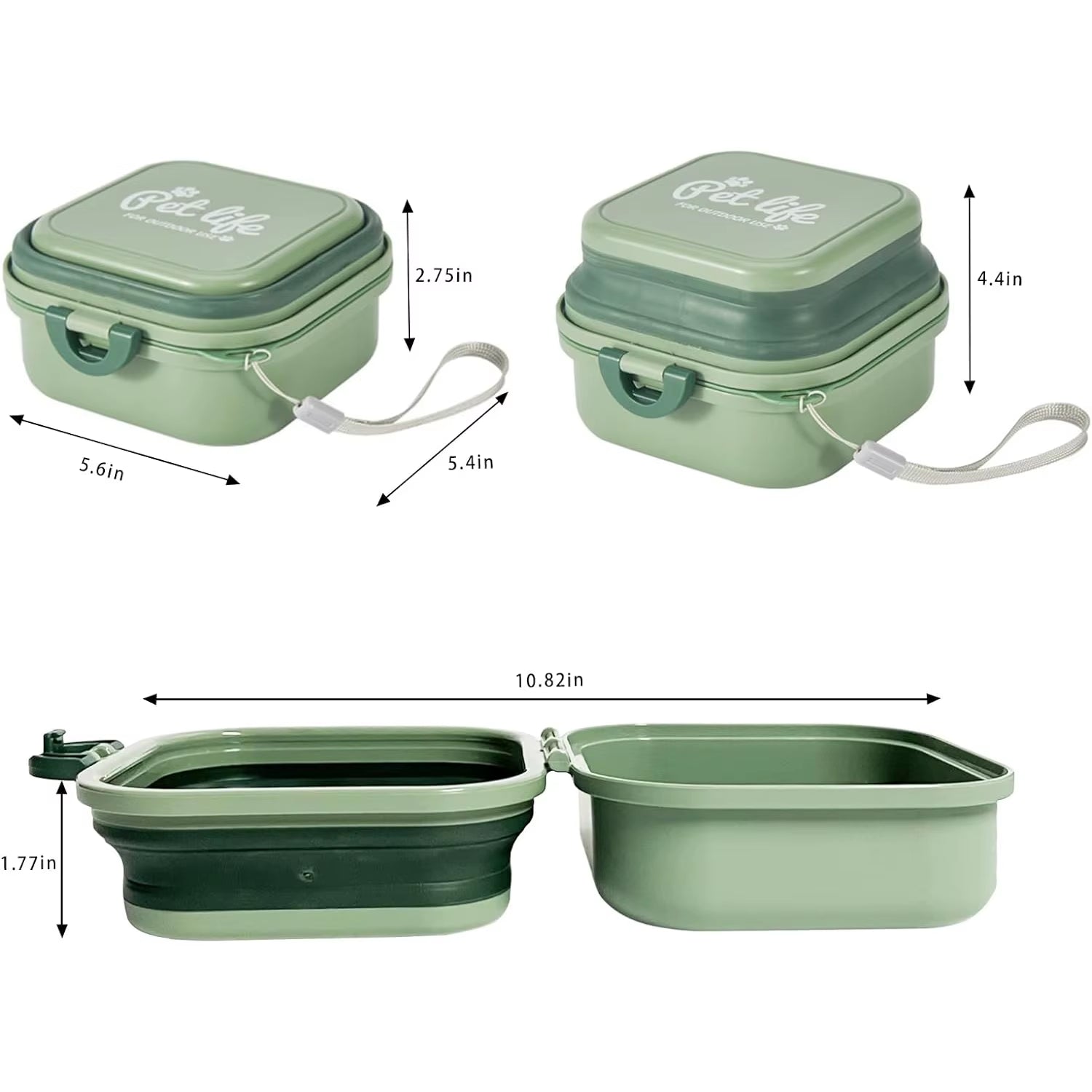 Collapsible Dog Water Bowl, Portable Dog Bowl for Traveling, 2-In-1 Pet Food and Water Feeder - Travel Dog Bowls with Lid for Wa